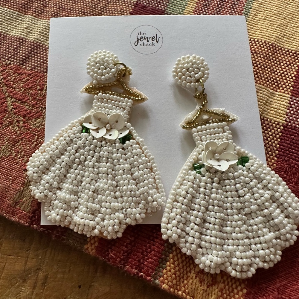Wedding Dress Beaded Earrings